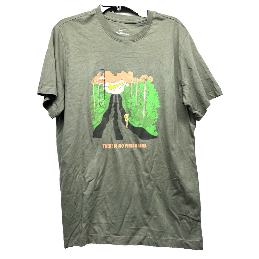 The NIke Tee HJ3678-320 Men's Running No Finish Line Green T-Shirt-Large (B1)